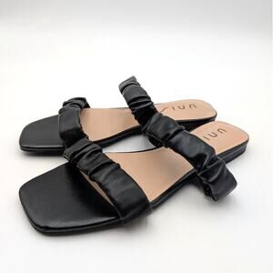 Unisa Unseista Scrunchie Double Strap Slide Sandal Women's Black Size US8 EU38.5